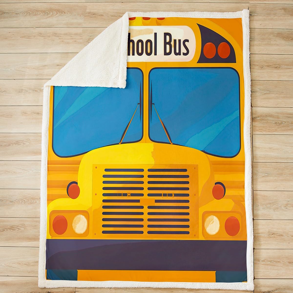 Feelyou School Bus Fleece Throw Blanket Bus Pattern Sherpa Blanket for Kids Boys Vehicles Truck Car Girls Plush Blanket Durable Fuzzy Blanket for Sofa Bed Couch Yellow,Baby 30x40 Inches