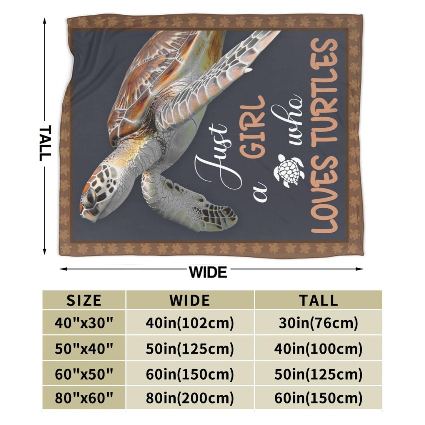 Sea Turtle Blanket Just A Girl Who Loves Turtles Throw Blanket Stuff Decor Merch Cozy Flannel Soft Warm Plush Lightweight Bedding Gifts for Girl Woman Sofa Bedding Couch 50"X40"