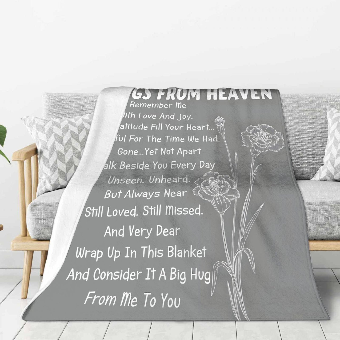 Sending You A Big Hugs So Its There When You Need It Blanket Cozy Flannel Comfort Throw Sympathy Healing Gift Encouragement Blanket for Family and Friends (White 17, 50x60in(127cm*153cm))