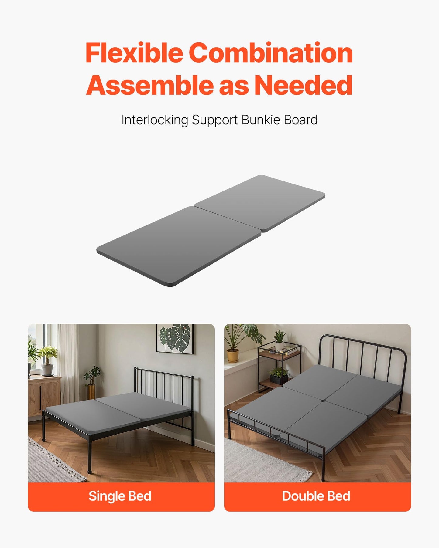 VEVOR 1.5 in Bunkie Board, Full Size Wooden Mattress Support for Bed, Bed Board Slats with 200D Oxford Cloth, Easy Assembly Support Under Mattress, 2 Piece