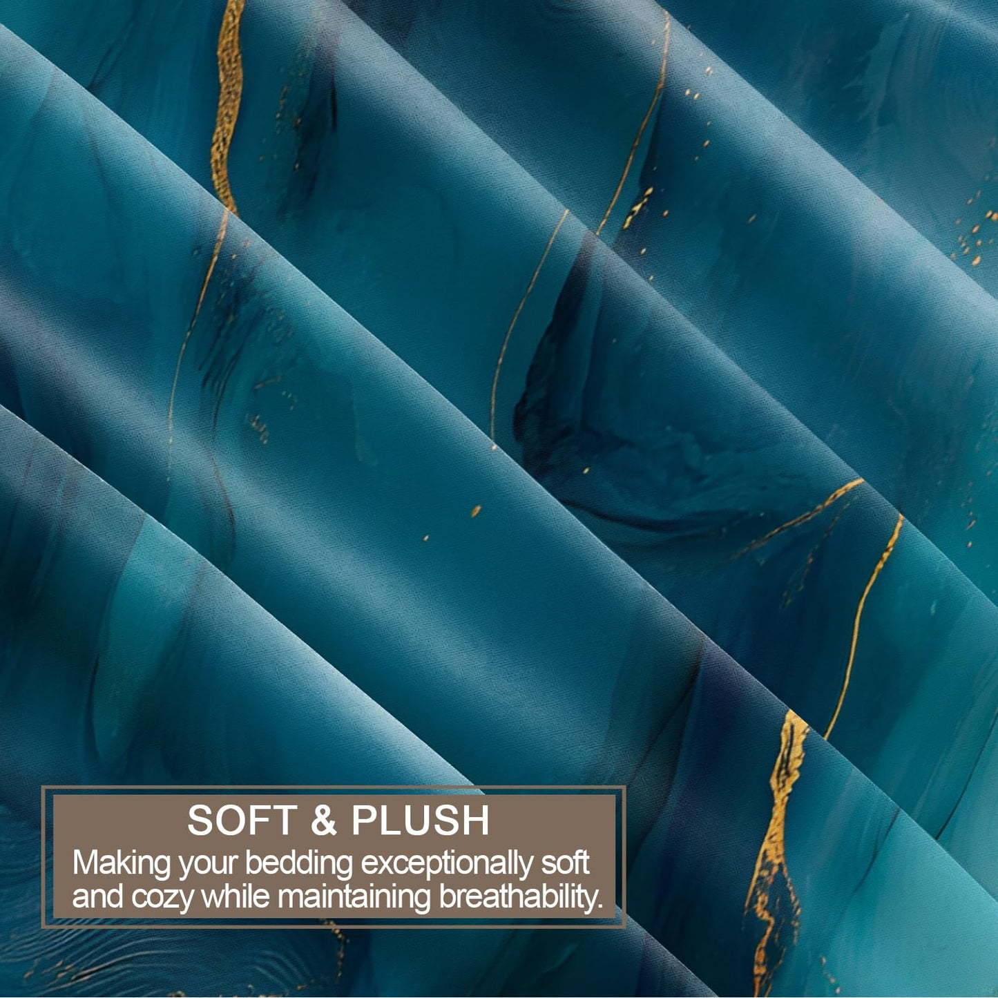 PAISUOQ Marble Bedding, Blue Marble Duvet Cover Full, Wave Texture Comforter Cover with Zipper Ties, 3 Pieces with 2 Pillowcases, Home Decor & Gifts