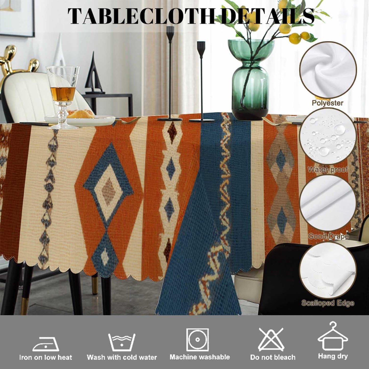 Swono Tribal Patterns Rectangular Tablecloth Vintage Geometric Native Southwestern Style Washable Table Cloth Kitchen Dining Room Table Cover for Party Dinner 50x72 Inch Tablecloths