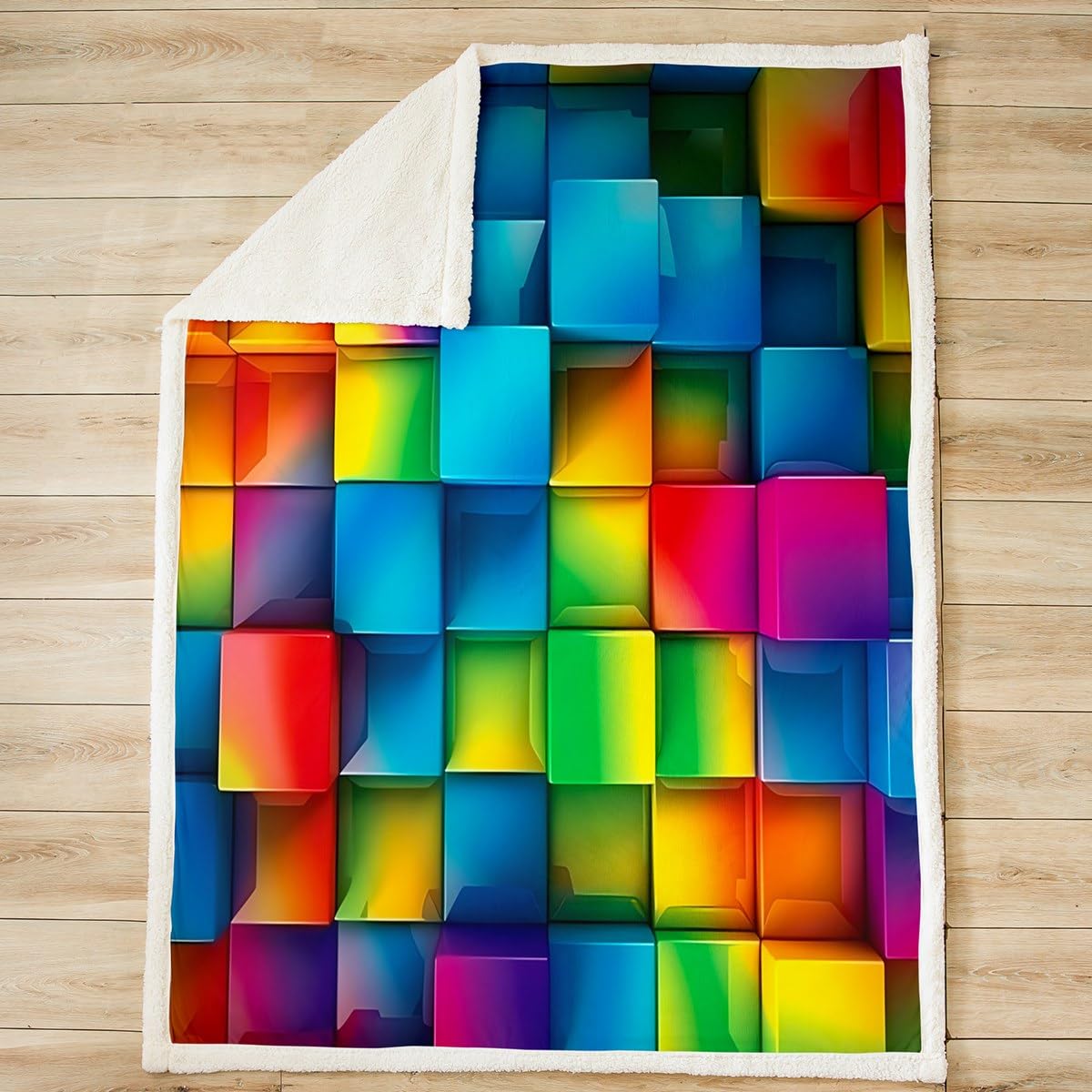 Feelyou Fleece Throw Blanket Throw 50"x60" Kids Color Building Blocks Sherpa Blanket Plush Fuzzy Boys Girls Teens Colorful Toy Brick Modern Fashion Art for Bed Couch Chair Living Room