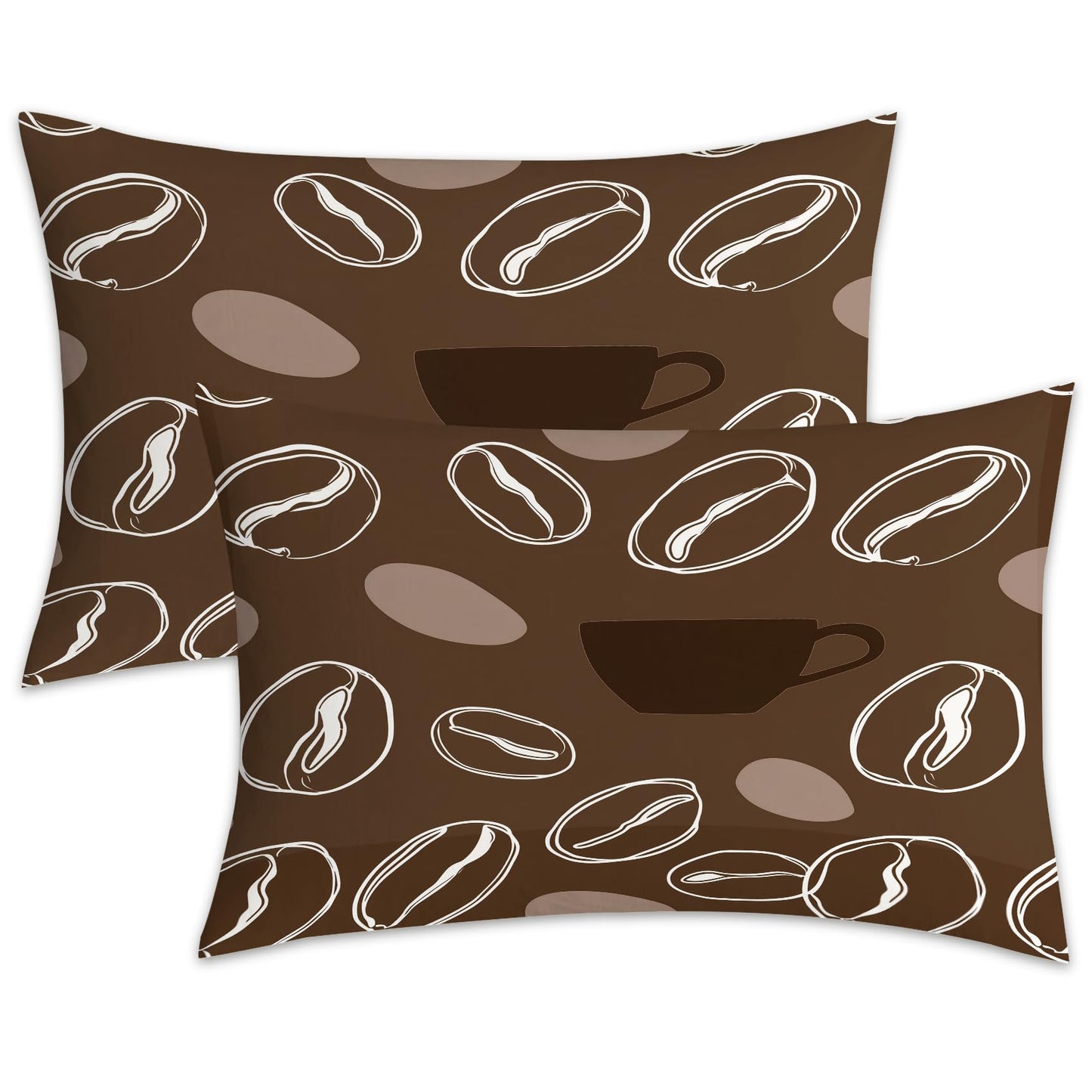Solvivae Coffee Pillow Cases King Size Set of 2, Coffee Bean Pillowcases with Envelope Closure for Couch, Soft Breathable Microfiber Decorative Bed Pillow Covers, Gifts for Women & Men