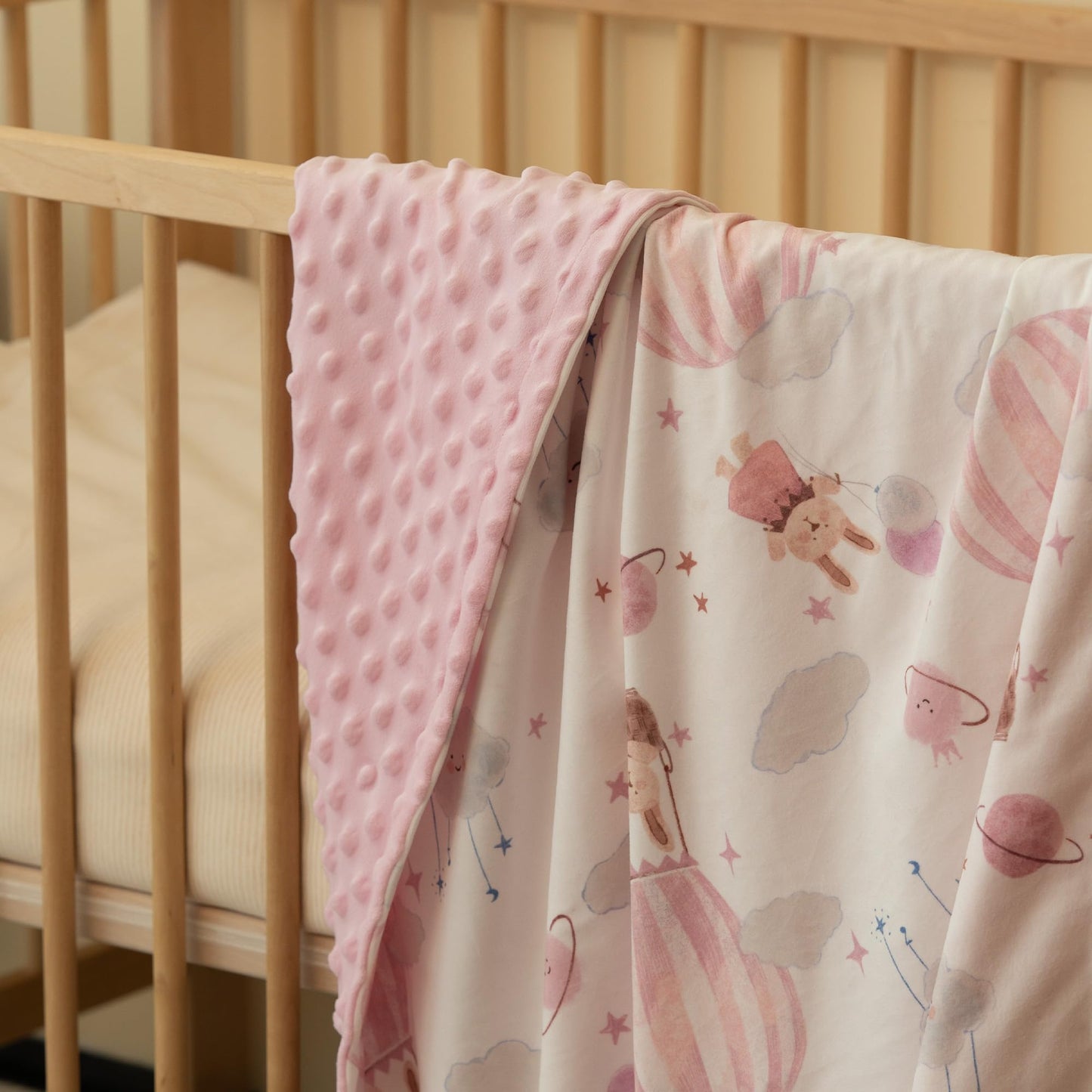 CIVARUA KIDS Minky Baby Blanket Pink Cute Bunny Blanket, Soft Cozy Nursery Blanket for Girls Boys, Fluffy Toddler Infants Warm Nursery Bed Blankets for Crib Stroller or Carseat, 30x40 Inches, Pink