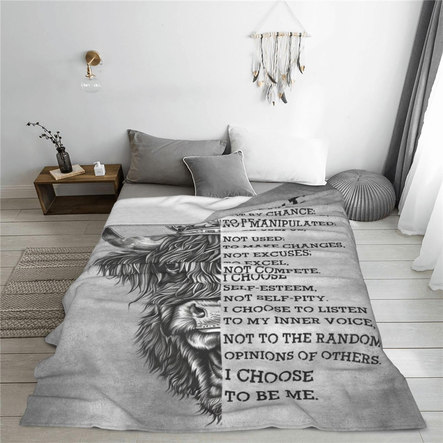 Uphomart Highland Cow Blanket Cow Throw Blanket Cozy Fleece Flannel Bedding Black and White Highland Cow Gifts for Women Men Boys Girls Adults Lovers Stuff Plush for Couch Sofa Bed Room Decor 40"X50"