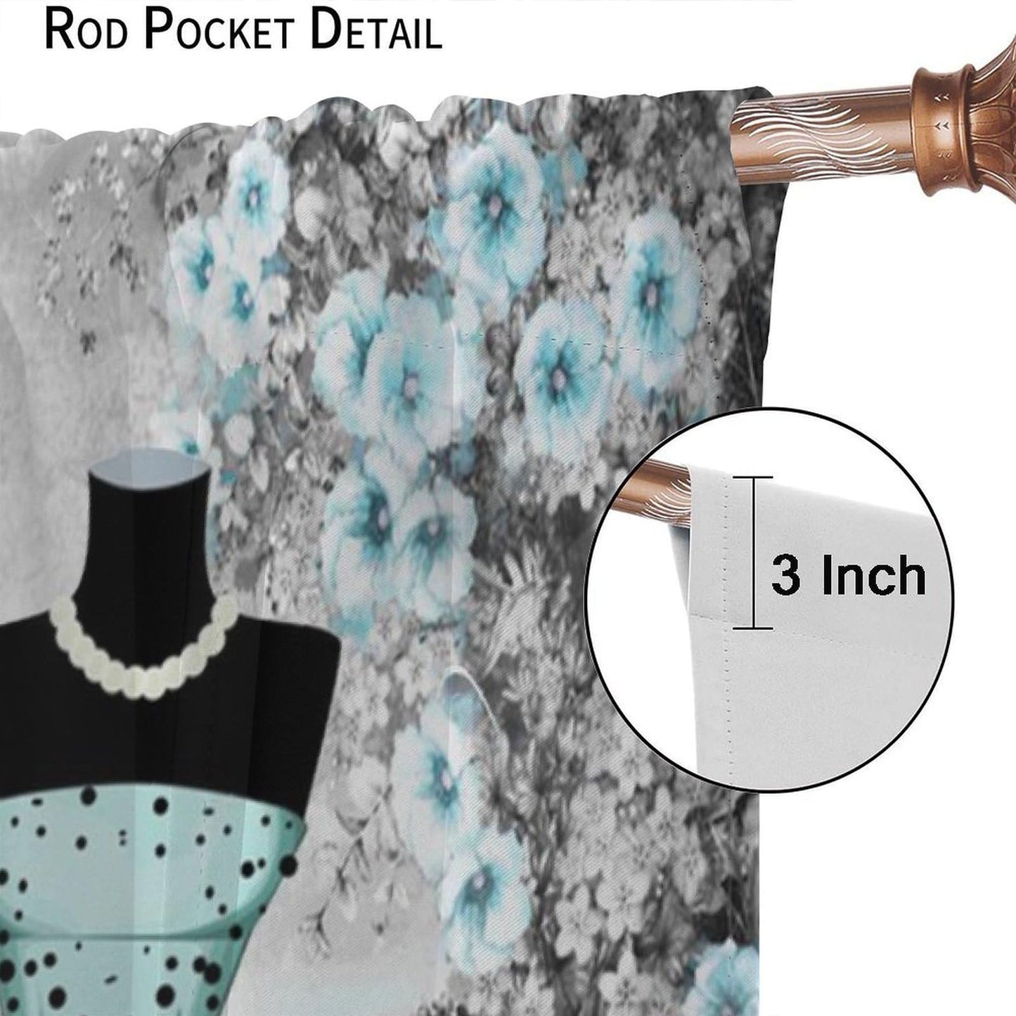 Nanacur Fashion Women Curtains, Dresses France Paris Floral Romantic Valentine's Day Perfume Eiffel Tower Window Drapes, for Bedroom Living Room 42" W X 45" L (Decorative)