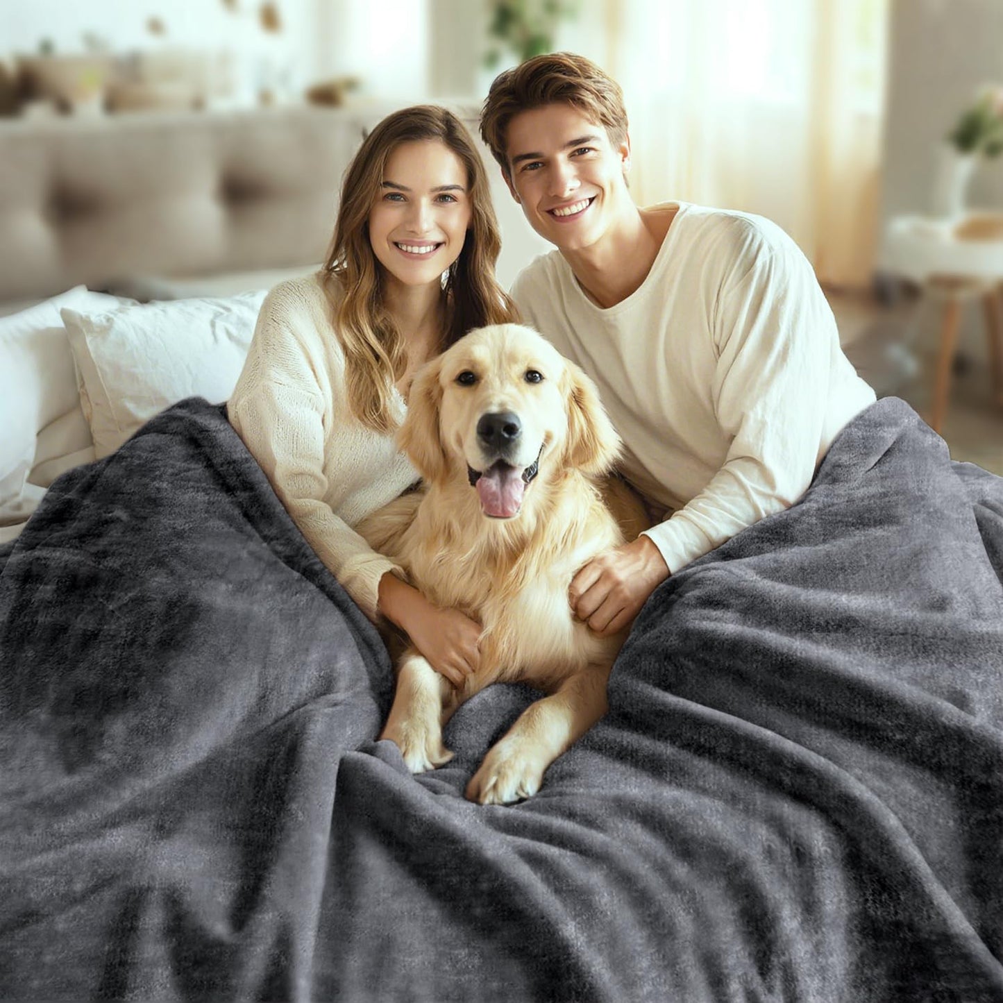 JYK Korean Style Mink Fleece Blanket Queen 3.5 LB, 1 Ply Extra Soft,Lightweight Flannel Blanket,Breathable Plush Fuzzy Cozy Queen Blanket for Couch Sofa Bed Camping 79x91 Inches, Dark Grey