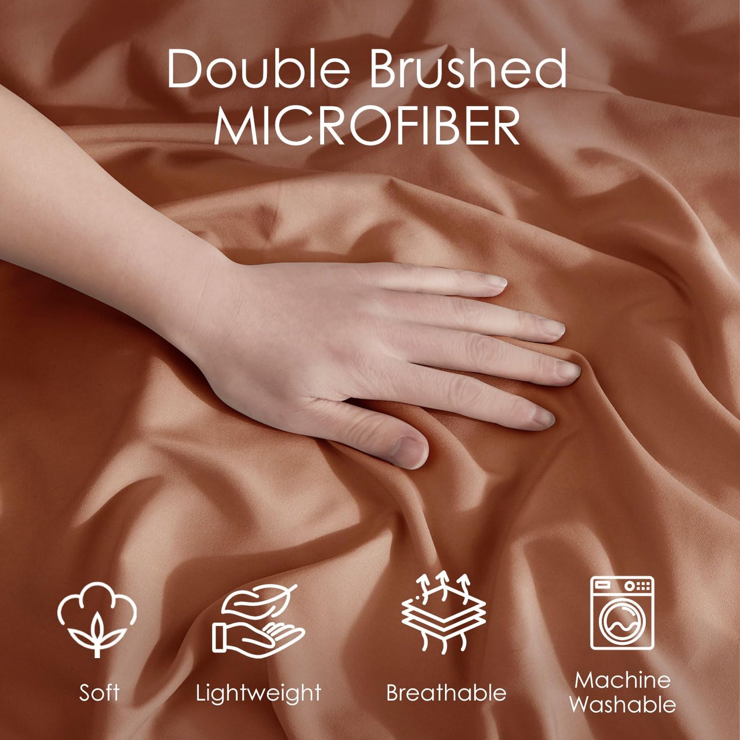 Hearth & Harbor Queen Size Duvet Cover & Bed Sheet Set Rust, 7 Piece Soft Double Brushed Bedding Set, Includes Duvet Cover, Flat Sheet, Fitted Sheet, Pillowcases and Pillow Shams