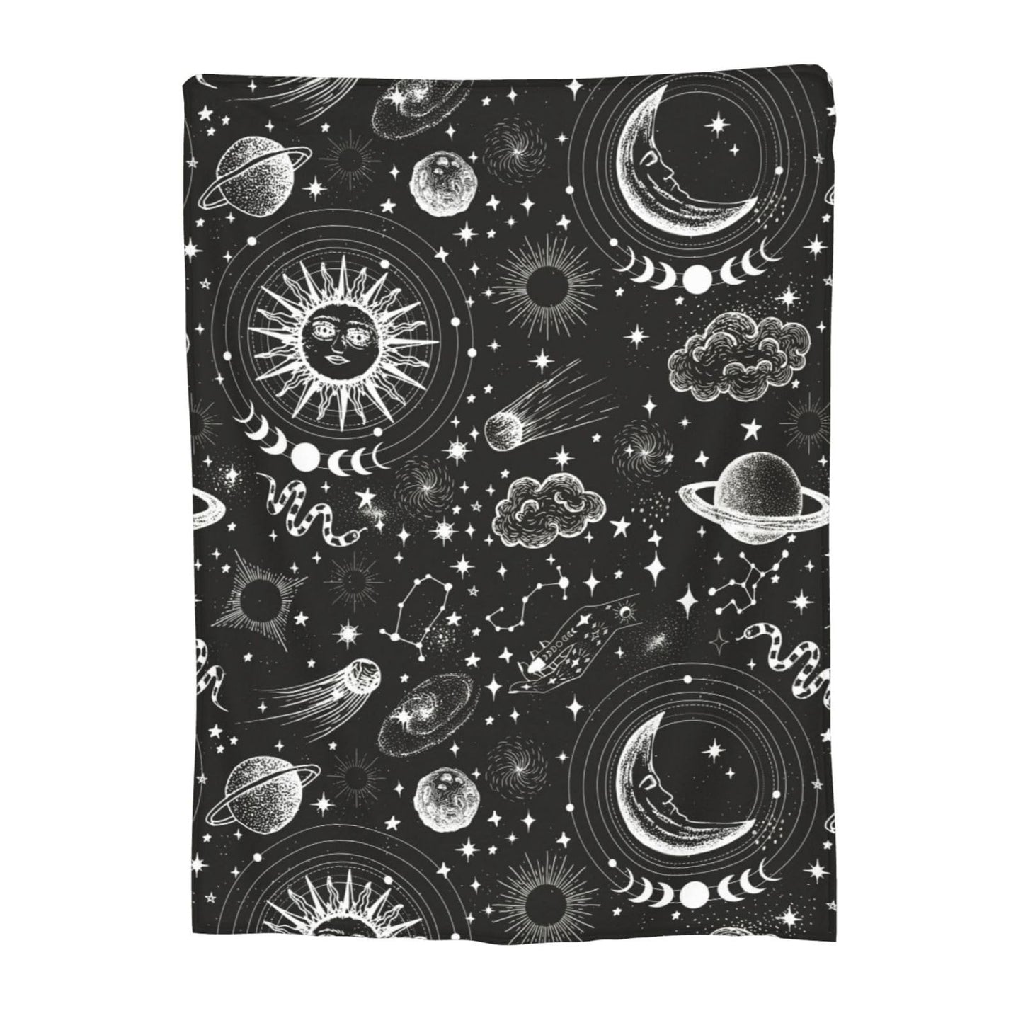 Sun and Moon Throw Blanket Cozy Fluffy Plush Blanket Soft Flannel Throw Blanket for Kids Men Women Gift Sofa Bed Couch 50"x40" Christmas
