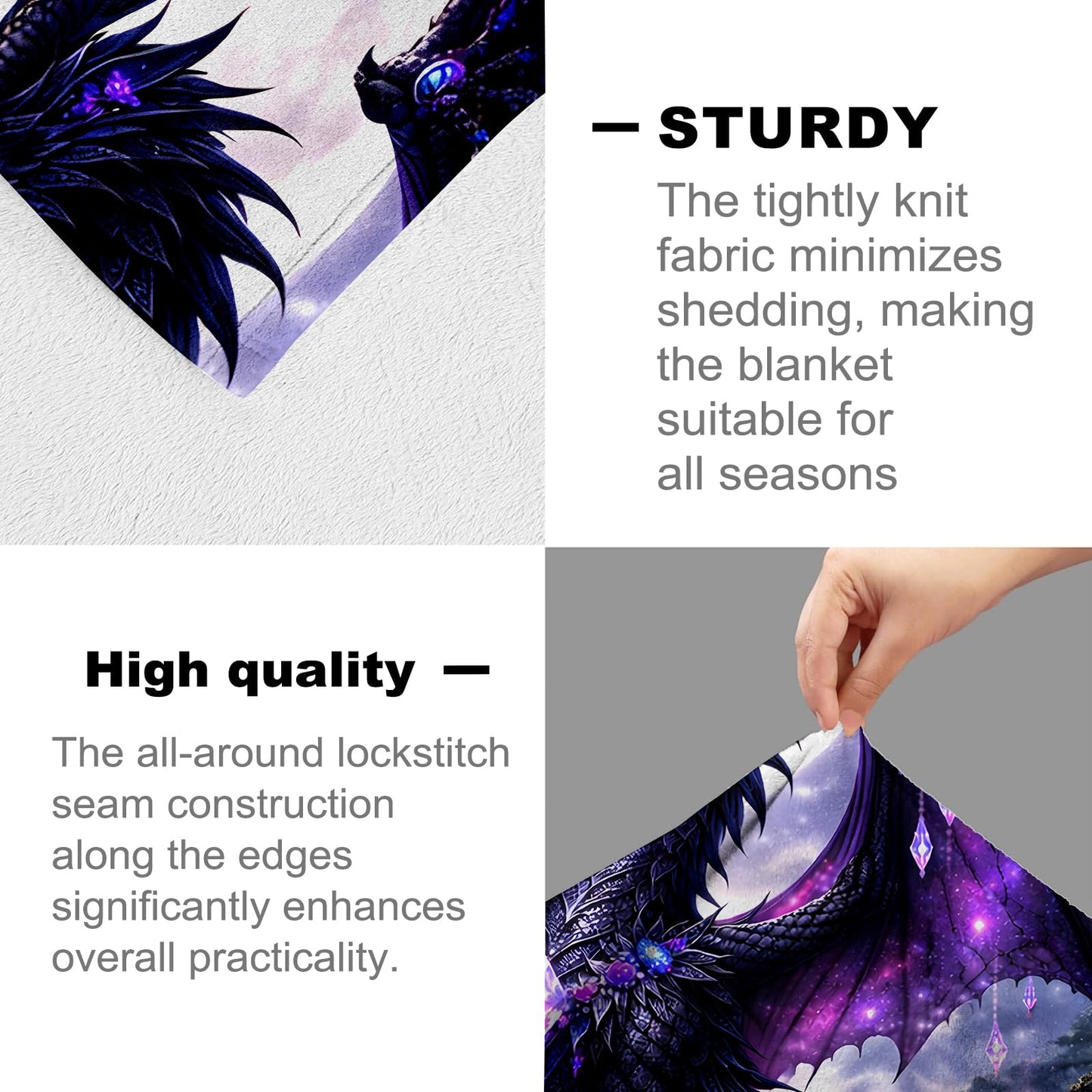 cromcu Moon Dragon Flannel Throw Blanket, 50x60in, Soft Warm Cozy Blankets with Majestic Creatures and Lotus Lake, Fantasy Gifts for Girls Dragon Lovers, Home Decor Dorm Office Travel Camping