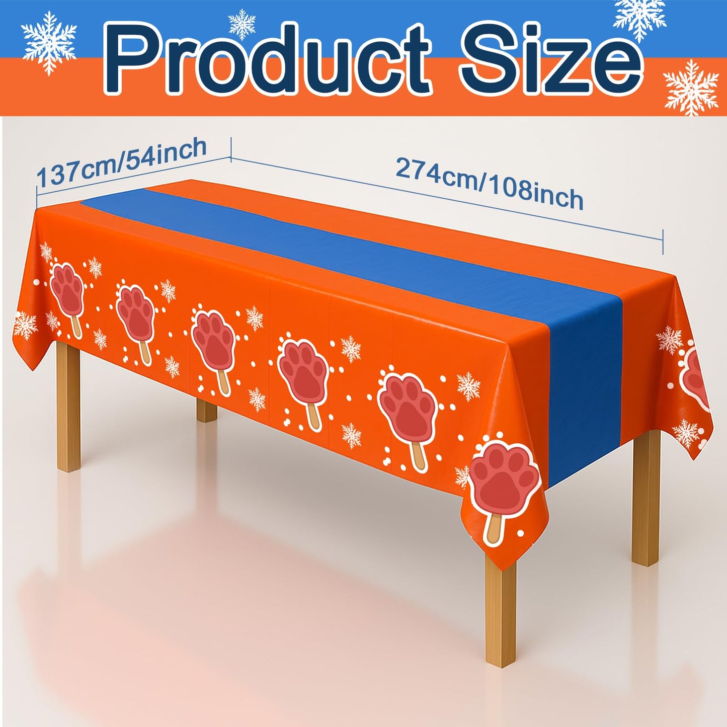 iCrius Animal Paw Design Party Tablecloths - 3 Piece Set (54"x108") - Dog/Cat Theme Birthday Supplies, Disposable Plastic Table Covers