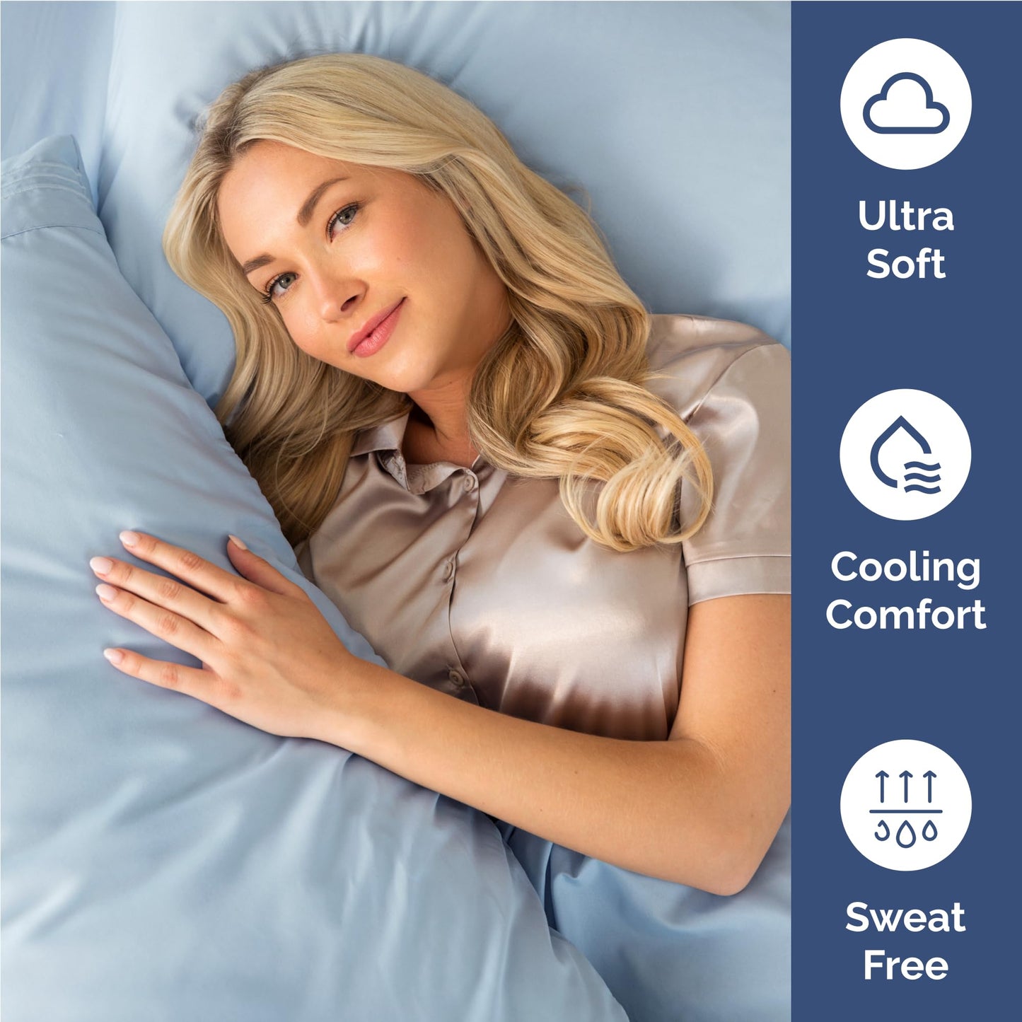 Full Size 4 Piece Sheet Set - Comfy Breathable & Cooling Sheets - Hotel Luxury Bed Sheets for Women & Men - Deep Pockets, Easy-Fit, Extra Soft & Wrinkle Free Sheets - Sky Blue Oeko-Tex Bed Sheet Set