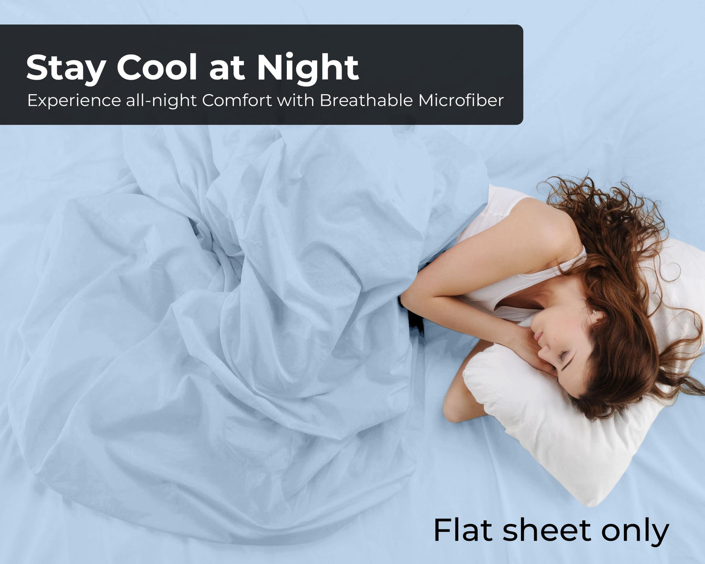 Royale Linens King Flat Sheet - Ultra Soft Brushed 1800 Microfiber Flat Sheets Only - Wrinkle Free & Stain Resistant - Hotel Quality Top Sheet for Bed (King, Lake Blue)
