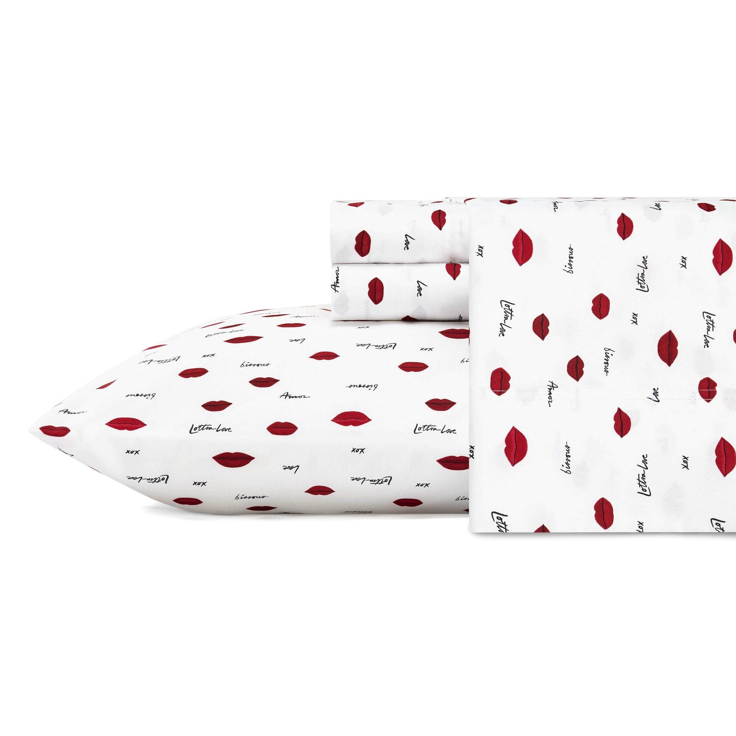 Betsey Johnson - Queen Bed Sheets, Soft & Lightweight Bedding, Fade & Wrinkle Resistant (Love Lips, Queen)