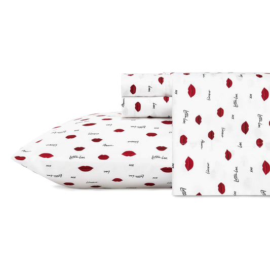 Betsey Johnson - Queen Bed Sheets, Soft & Lightweight Bedding, Fade & Wrinkle Resistant (Love Lips, Queen)