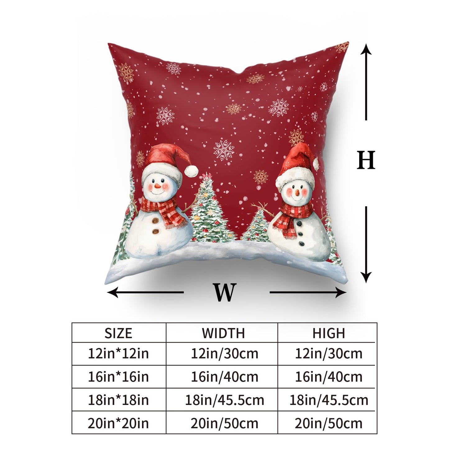 Giwawa Snowman Pillow Covers 18x18 Inch Red Winter Pine Tree Snowflake Pillow Cases Set of 2 Xmas Farmhouse Cushion Case Decorative Winter Holiday Decor for Home Couch Bed Sofa
