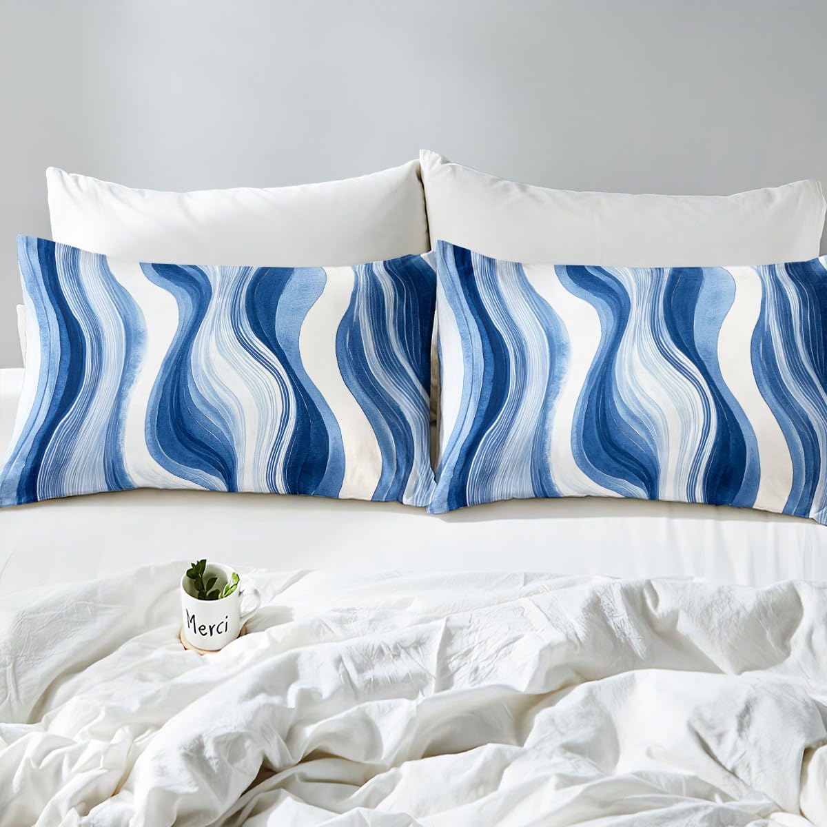Feelyou Stripes Bed Sheets Set Geometric Sheet Set for Kids Boys Girls Teens Room Decor Sheets with Deep Pocket Fitted Sheet Queen Size Modern Striped Art Bedding Set 4Pcs
