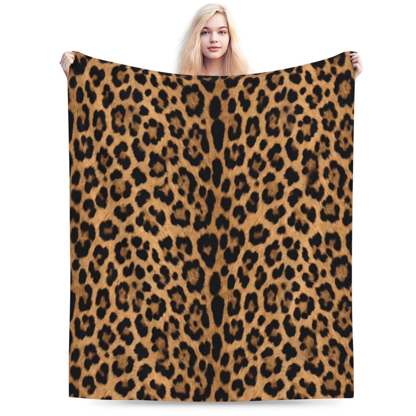 Gbuzozie Leopard Print Fleece Blanket Lightweight Ultra-Soft Wild Animal Fur Pattern Throw Blanket for Sofa Couch Bed Camping Travel - Super Soft Cozy Microfiber Blanket 50"X40"