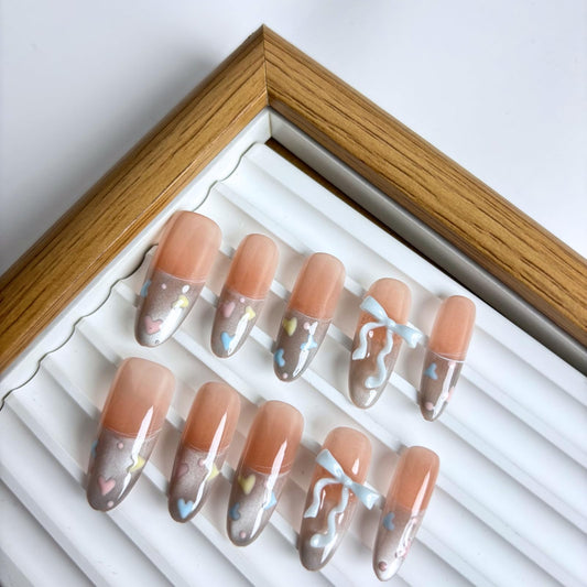 Yabonica 10Pcs Handmade Press On Nails (062P, S)