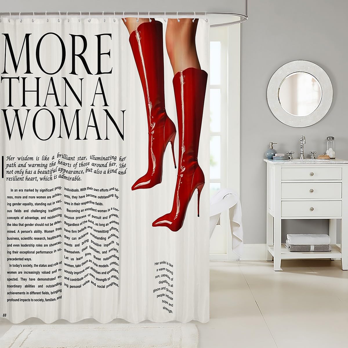 Erosebridal Fashion Girl Fabric Shower Curtain, Trendy Cool Heals Shower Curtain Vintage Newspaper Style Bathroom Accessories Retro Magazine Theme Waterproof Bathroom Curtains 72" Wx72 L