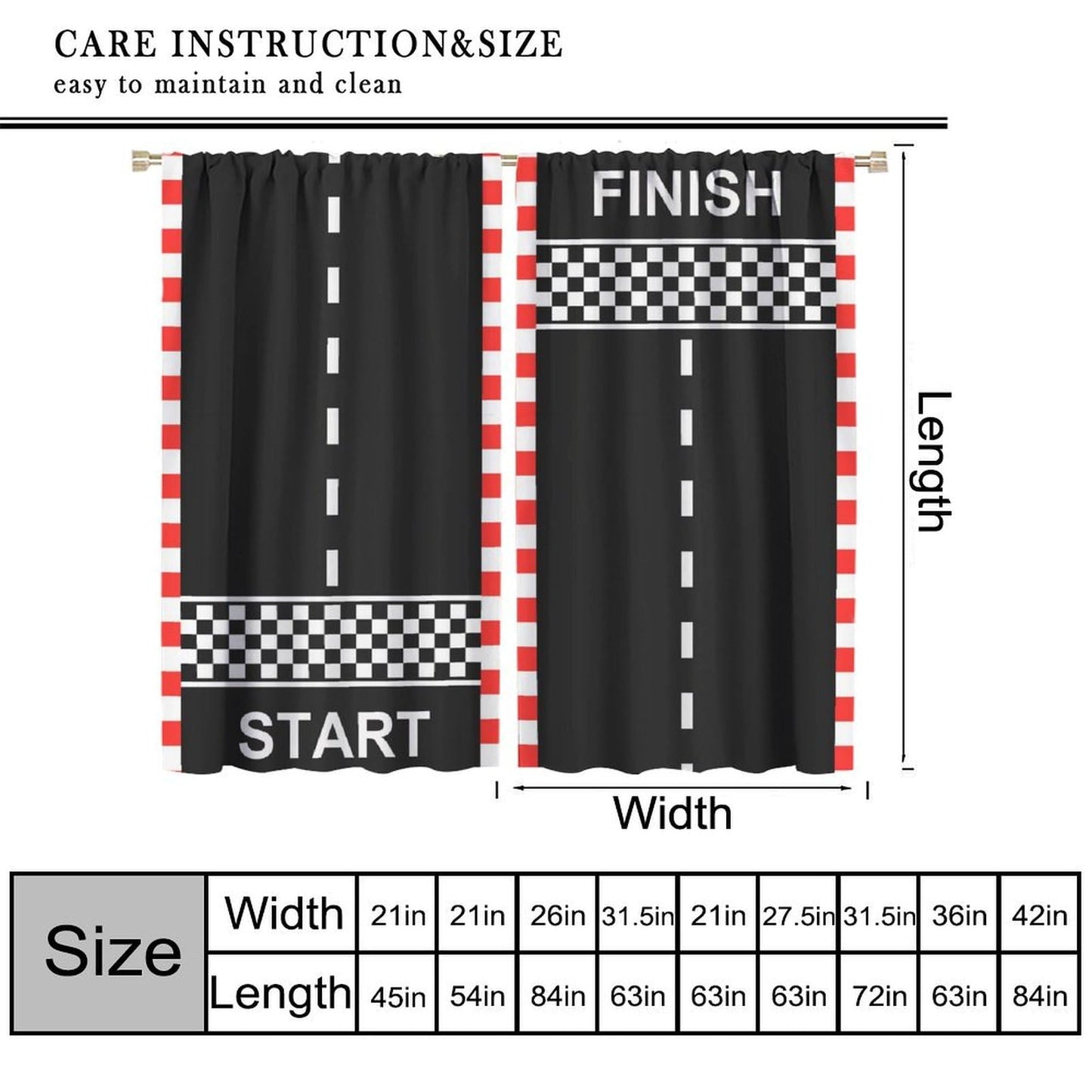 YCness Kids Boys Race Car Curtains Extreme Sports Car Raing Theme Art Printed Window Drapes for Kids Bedroom Living Room Nursery Decor Fabric 2 Panel 42x45 Inch 30% Shading Rate