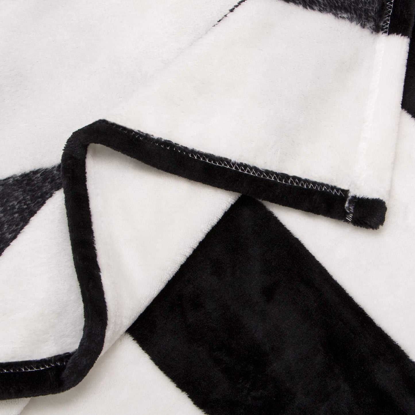 NTBAY Flannel Throw Blanket, Super Soft with Black and White Stripe (51"x68")