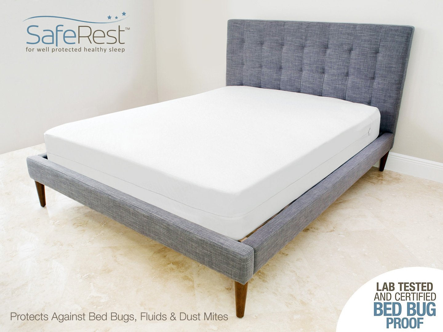 SafeRest Zippered Mattress Protector - Premium 6-9 Inch Waterproof Mattress Cover for Bed - Breathable, Noiseless Washable Mattress Encasement - Twin