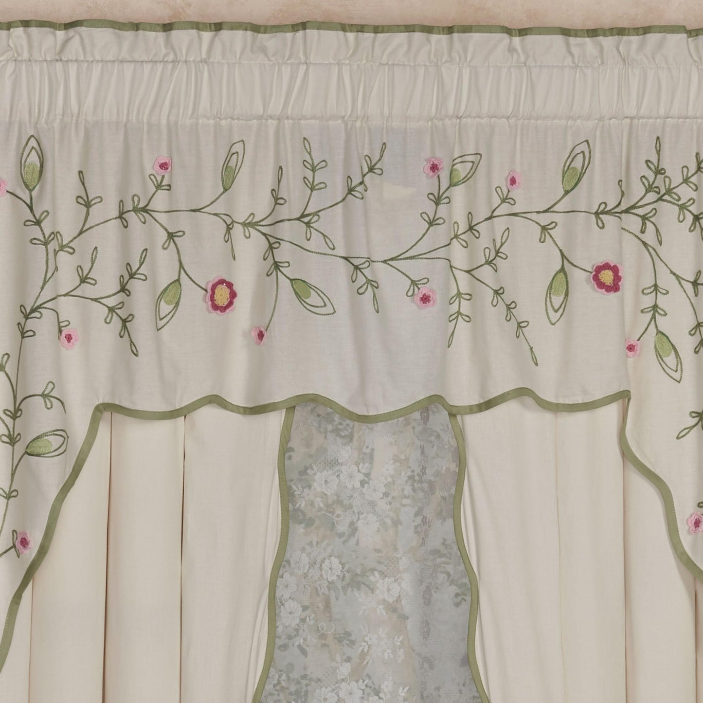 Posy Cottage Garden Contour Swag Window Valance & Curtains Set