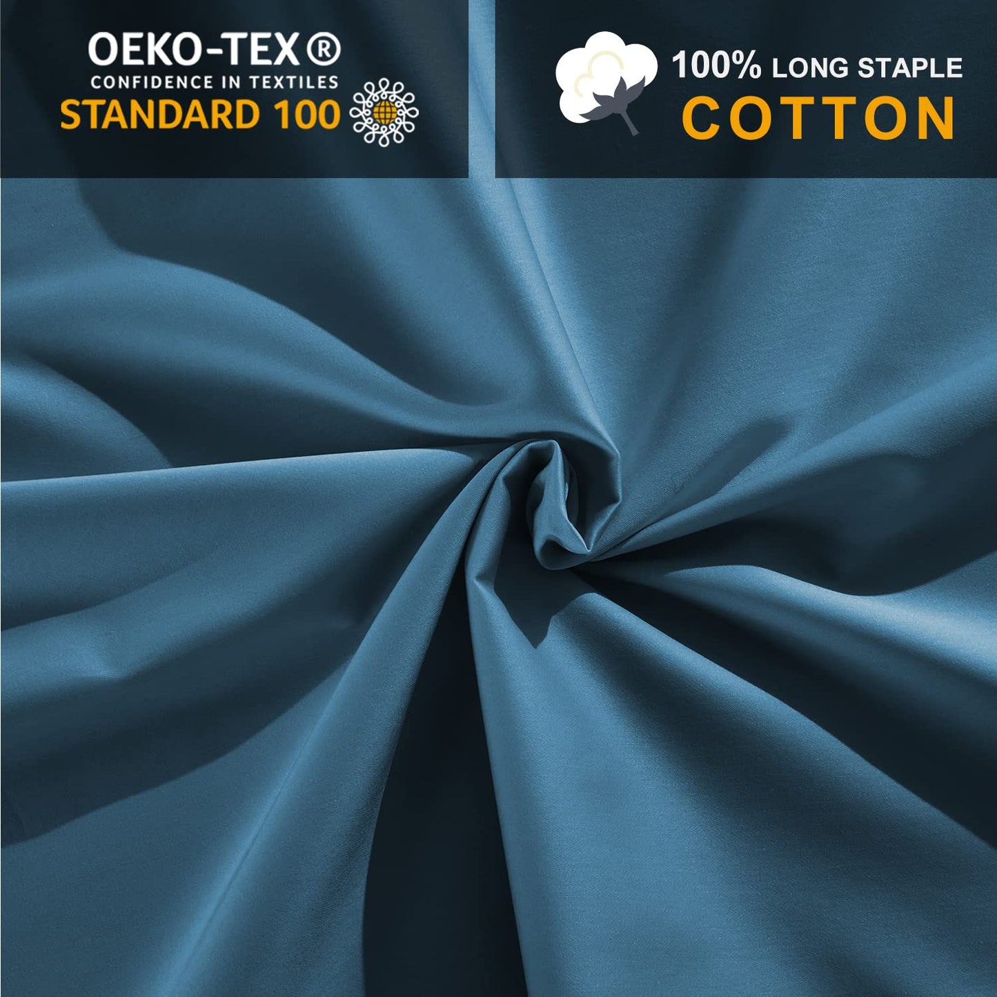 MILDLY Deep Pocket Fitted Sheet Only Queen Size 60"x80" 100% Long Staple Cotton Grayish Blue Breathable Bottom Sheet Fits Up to 14" Deep Mattress