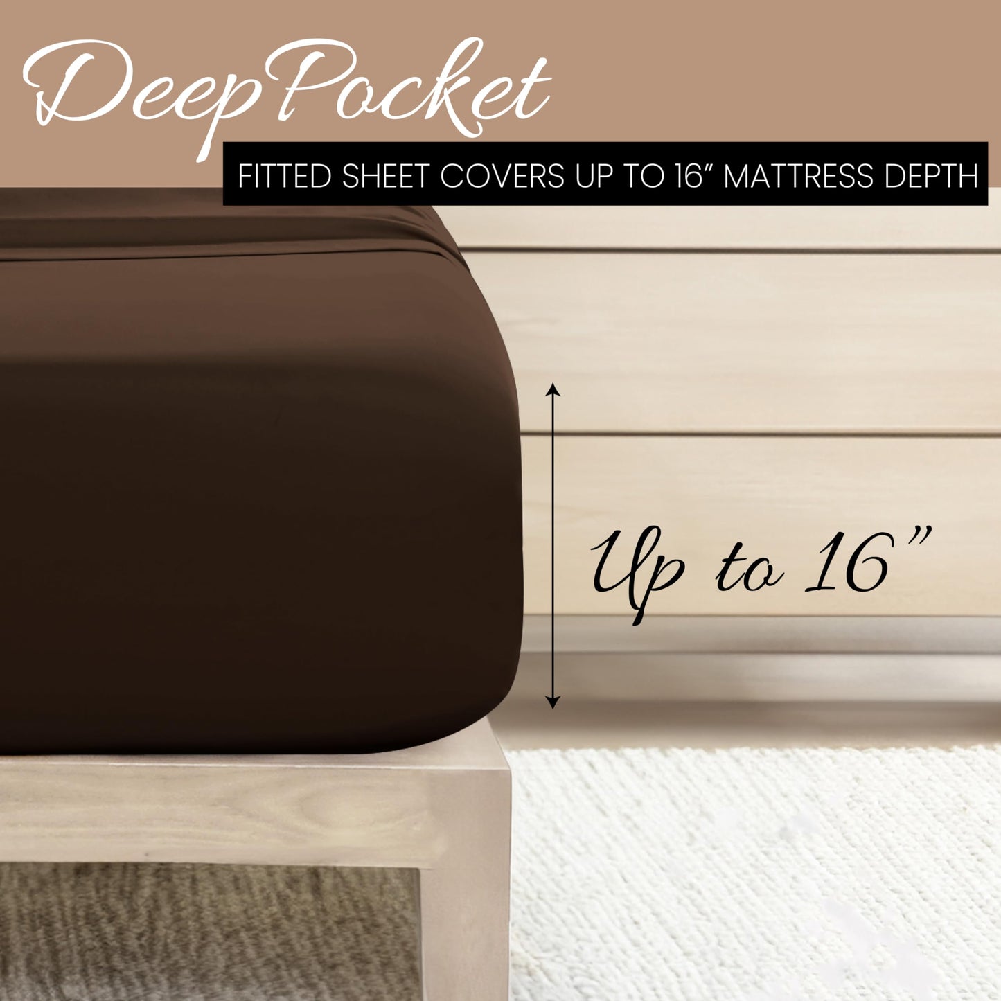 Linen Market Brushed Microfiber Full Sheet Set 4 Piece – Oeko-TEX Certified Ultra Soft & Wrinkle-Free - 16" Deep Pocket Sheets - Easy Care Full Size - Chocolate