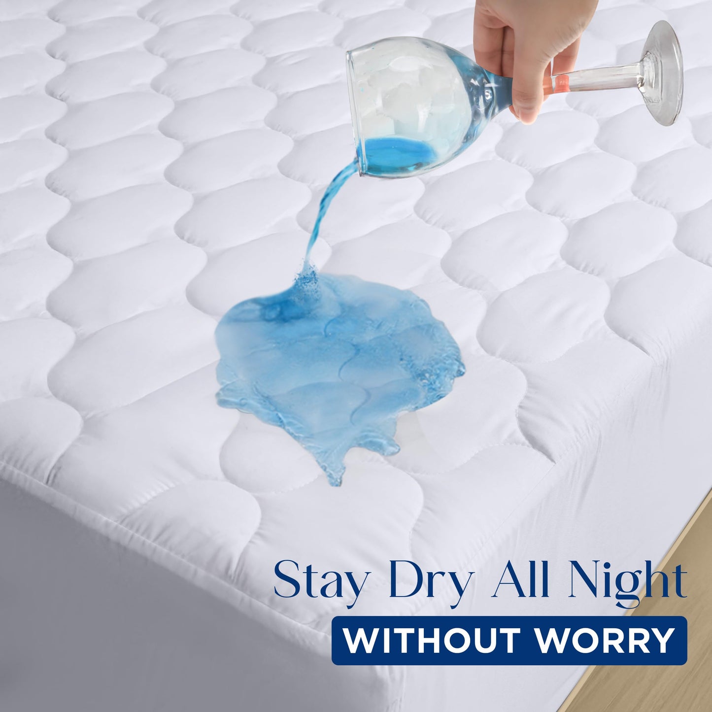 Utopia Bedding Waterproof Mattress Protector, Queen Mattress Pad, Noiseless Quilted Fitted Cover with Deep Pocket Stretches up to 16 Inches (White)