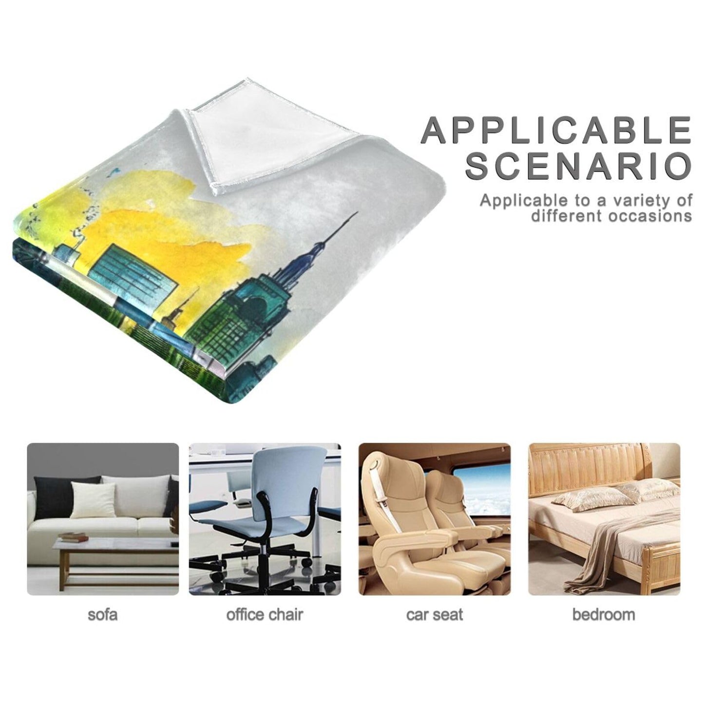 AIXIWAWA Throw Blanket Painting City Print for Couch, Warm Soft 50×60 inches Lightweight Fleece Decorative Blankets for Bed Sofa All Season