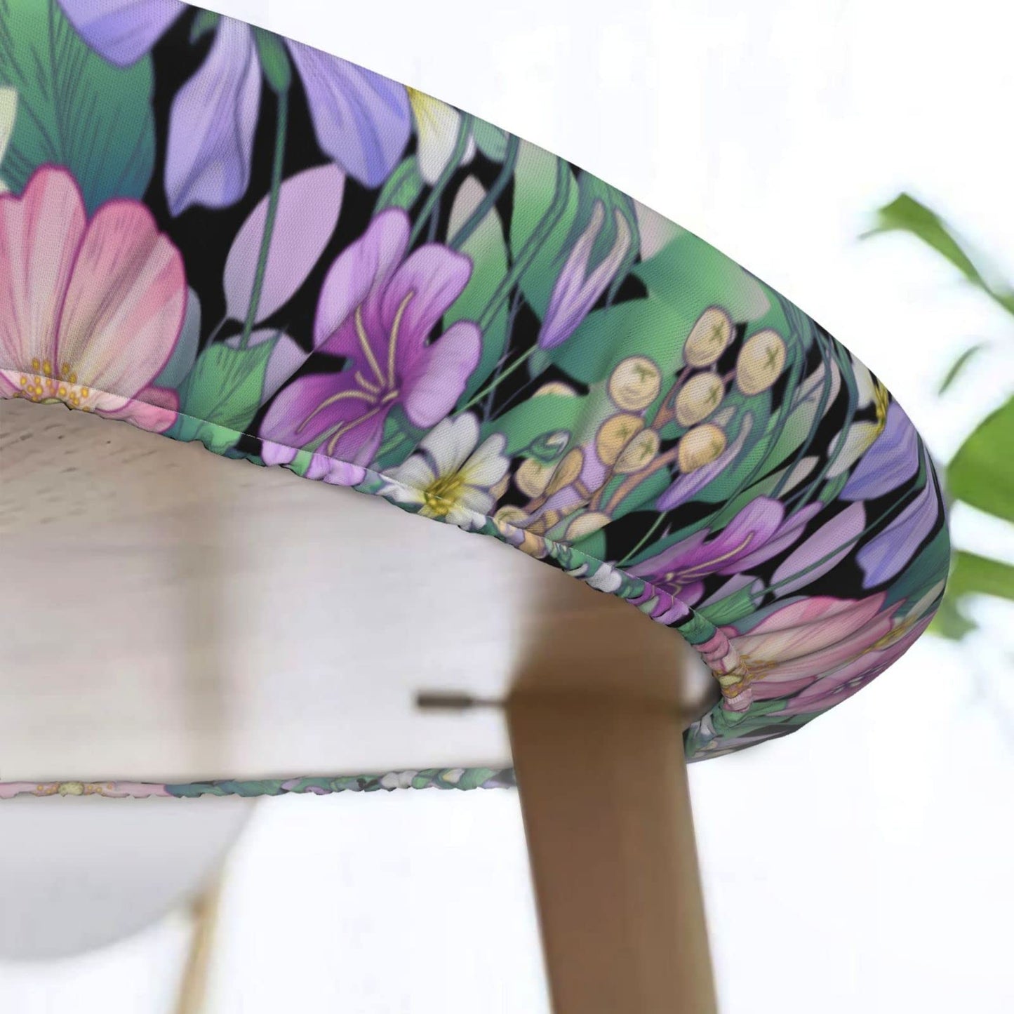 Hummingbird Flower Tablecloths Elastic Fitted Tablecloth Round Table Cover for Dining Party Indoor Outdoor 45-50 inch