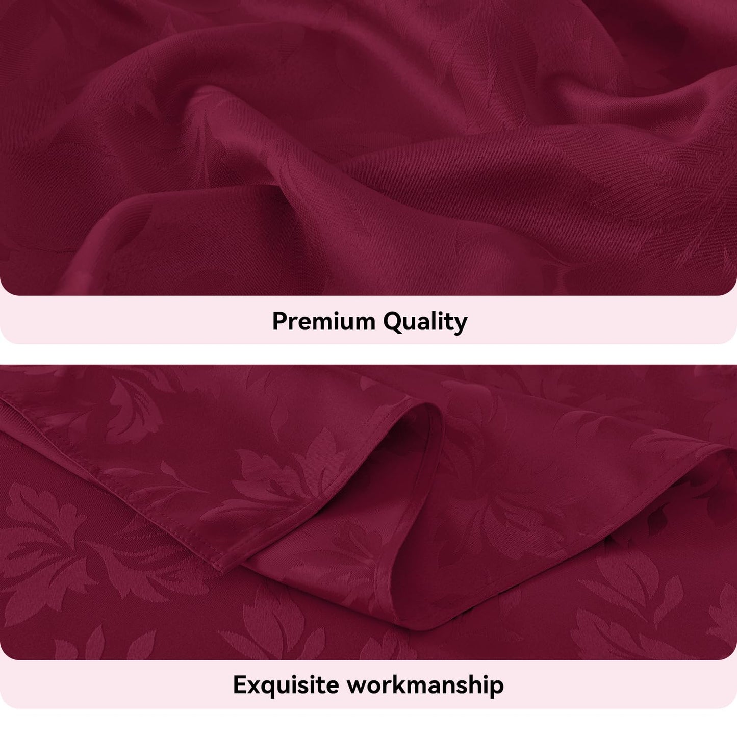 Romanstile Jacquard Rectangle Tablecloth, Elegant Waterproof Damask Floral Pattern Table Cloths Heavy Weight Decorative Table Covers for Dinner/Parties/Holiday - 60 x 102 Inch, Burgundy