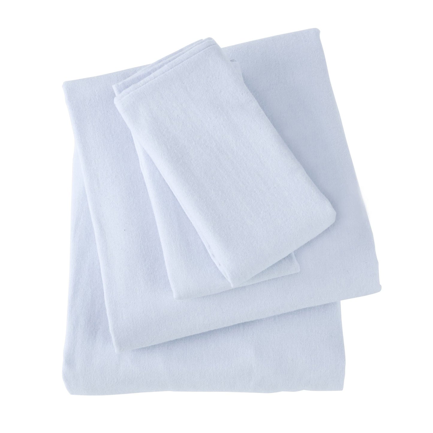 Market & Place 100% Turkish Cotton Flannel Sheet Set | 4 Piece Deep Pocket Solid Cozy Winter Bed Sheets | Double Brushed for Extra Softness & Comfort | Chalet Collection (Queen, Light Blue)