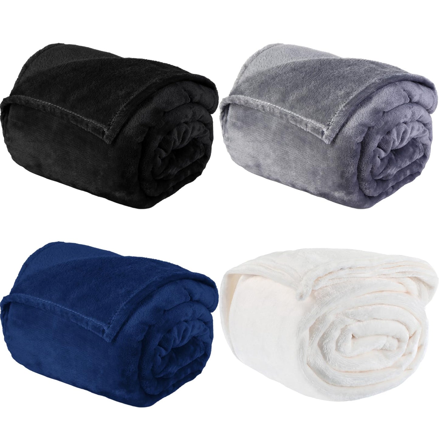 Peryiter 4 Pcs Fleece Throw Blanket Bulk Sofa Blanket Fuzzy Plush Warm Soft and Breathable Lightweight Throw Blankets for Couch for Living Room Bed Travel Couch Sofa(Multi Color,50'' X 70'')