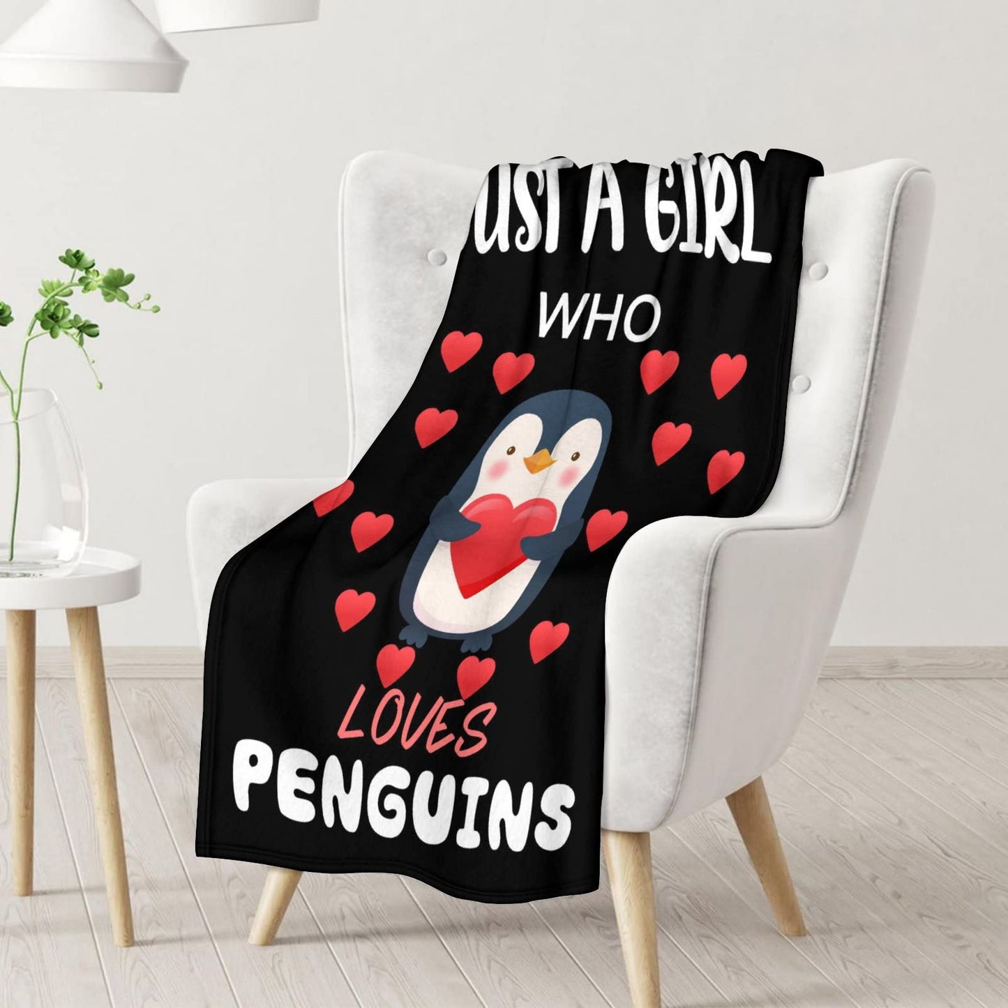 Penguin Blanket Gifts - 60"x80" Cute Throw Blanket for Adults, Kids - Black Soft Plush Blankets for Bed, Couch & Living Room