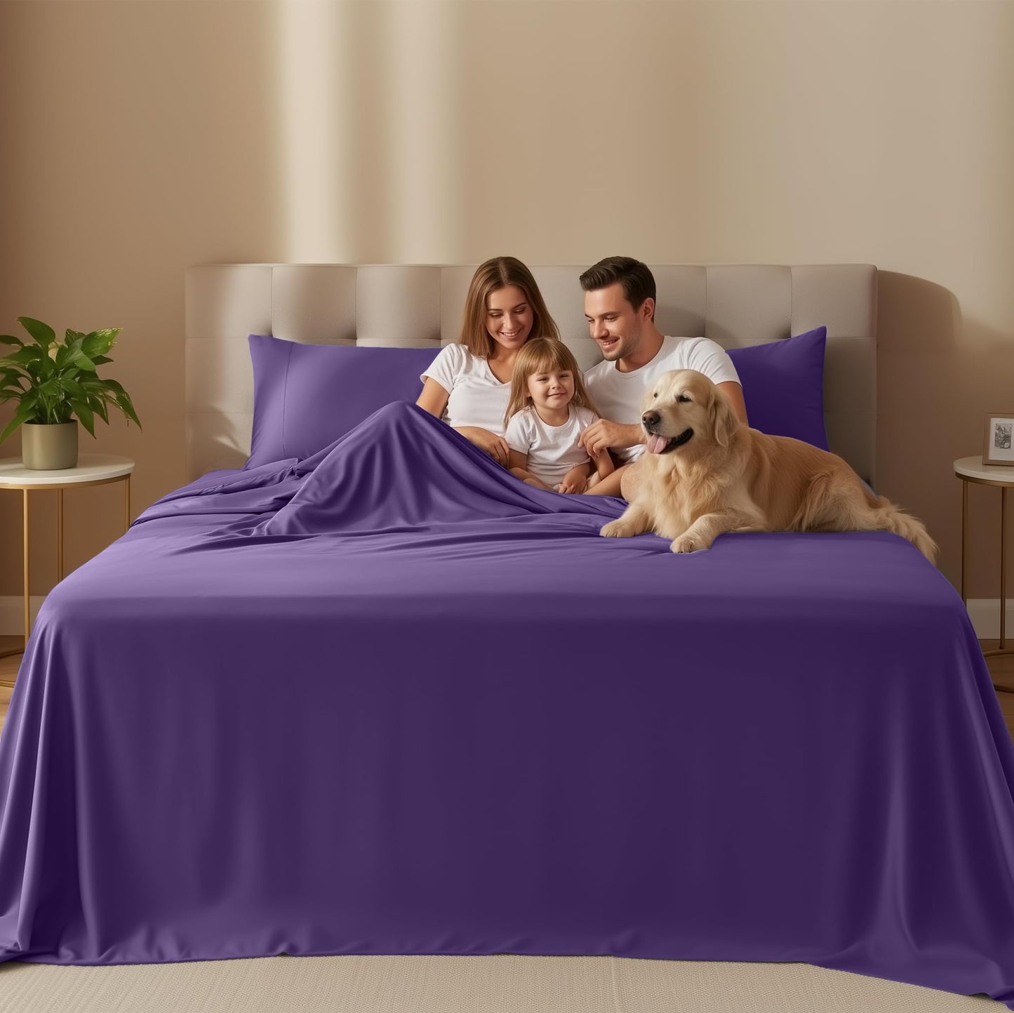 Utopia Bedding Queen Size Sheet Set – 4 Piece Bed Sheets, Soft and Breathable Microfiber, Includes 1 Fitted Sheet, 1 Flat Sheet and 2 Pillowcases – Oeko Tex (Eggplant)