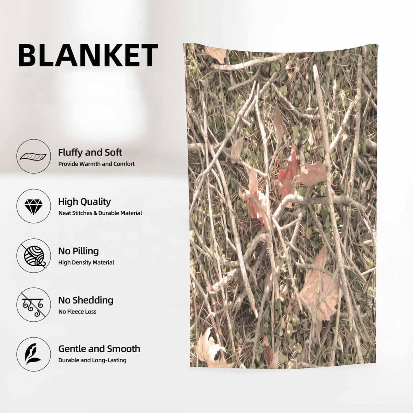 Throw Blanket 50x60 Inch,Camouflage Camo Forest Cozy Soft Lightweight Fuzzy Flannel Blanket 60x50 Inch Suitable for Couch Bed Sofa Living Room in All Seasons