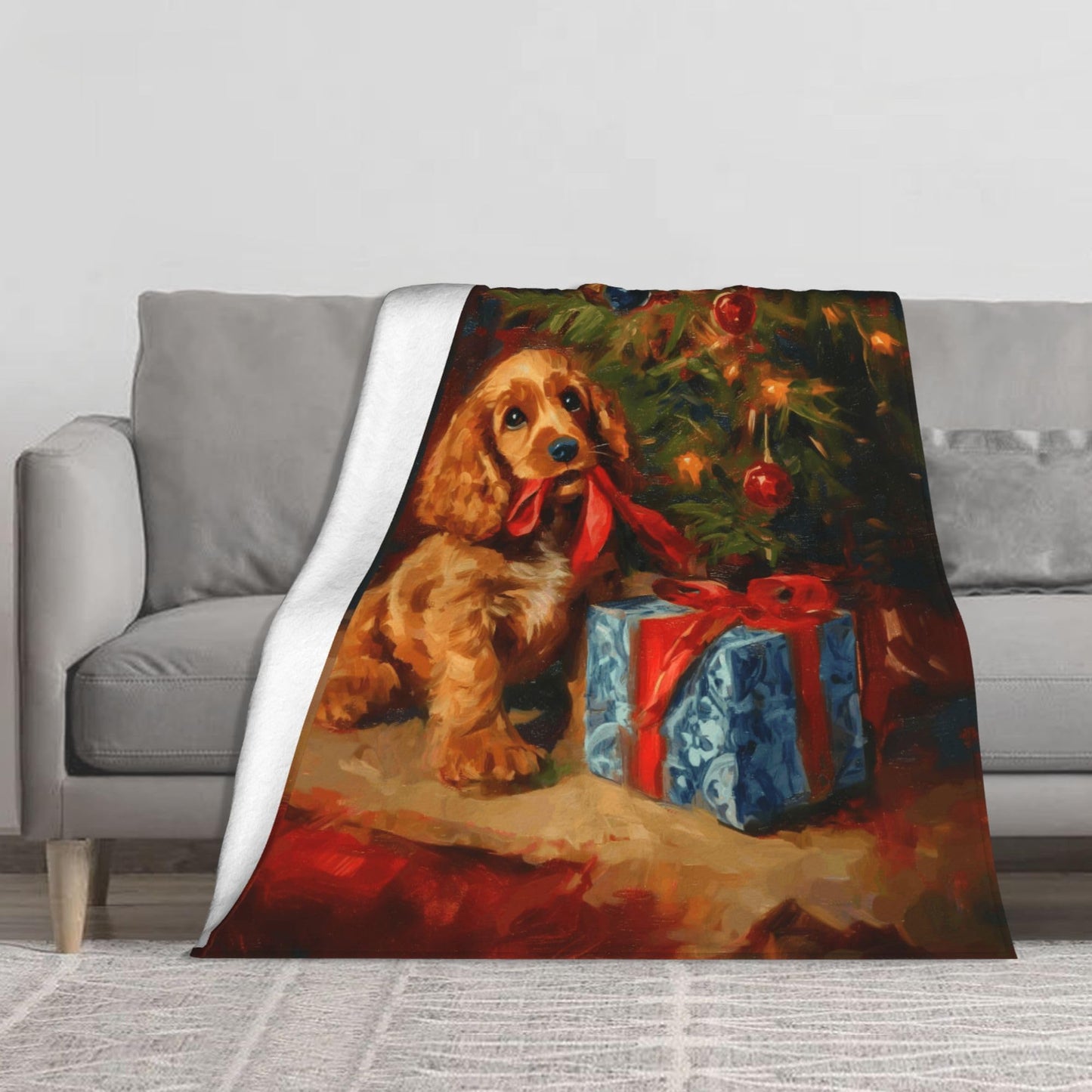 Christmas Dog Flannel Throw Blanket Soft Cozy Blanket for Living Room Couch Sofa Bed 50 x 60 Inches