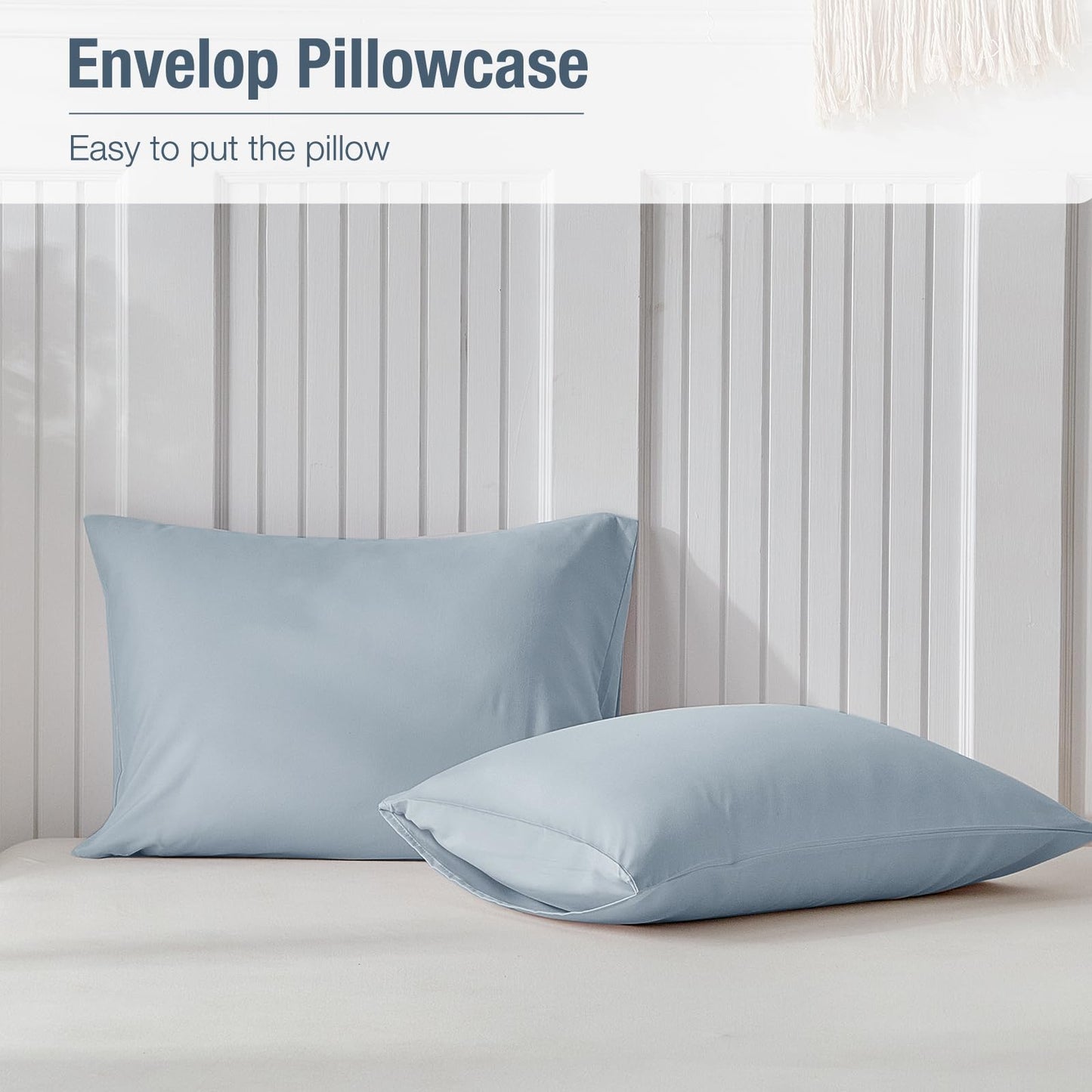 Lekesky King Size Duvet Cover Set, Hazy Blue Duvet Cover, Ultra-Soft Microfiber 3 Pieces Comforter Cover with Zipper and Corner Ties, Includes 2 Pillowcases 20"x36"