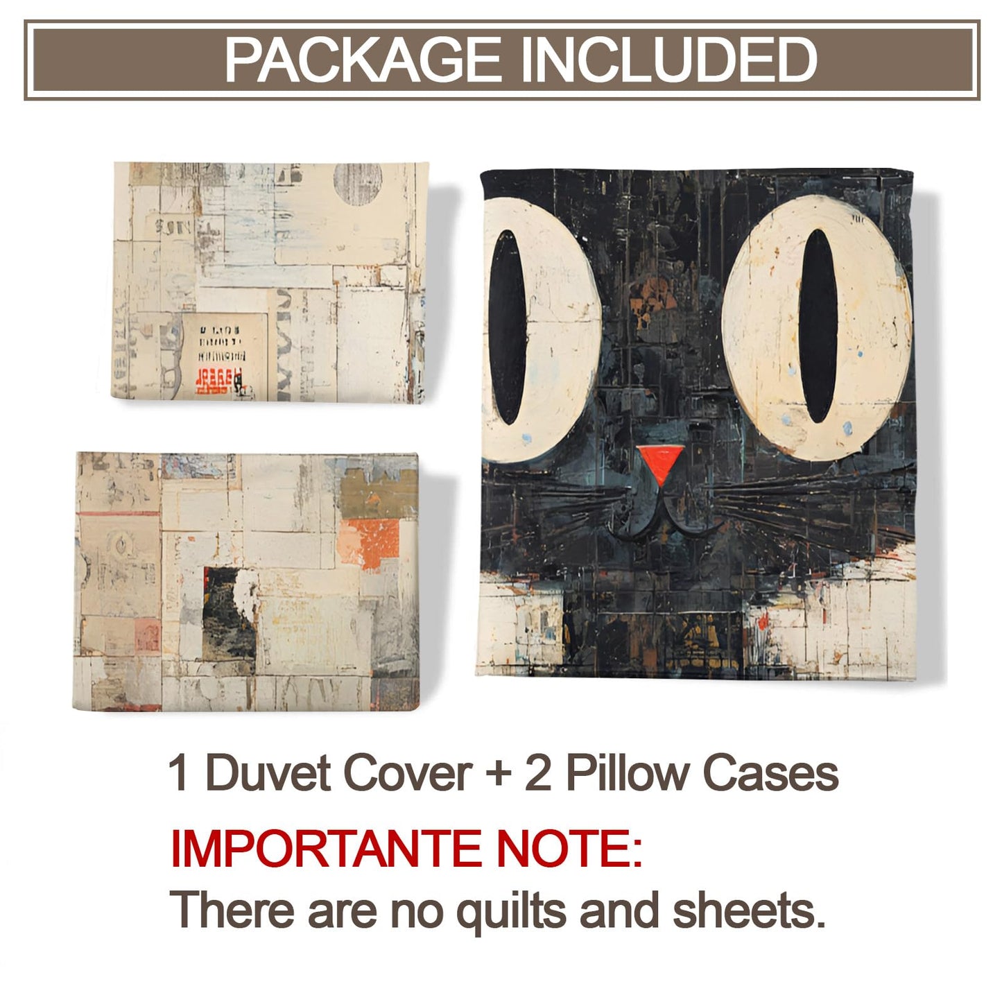 ZAMODE Cat Comforter Cover 90" x 90", Cartoon Kitten Bedding Queen Size, Retro Black Cat Duvet Cover with 2 Pillowcases