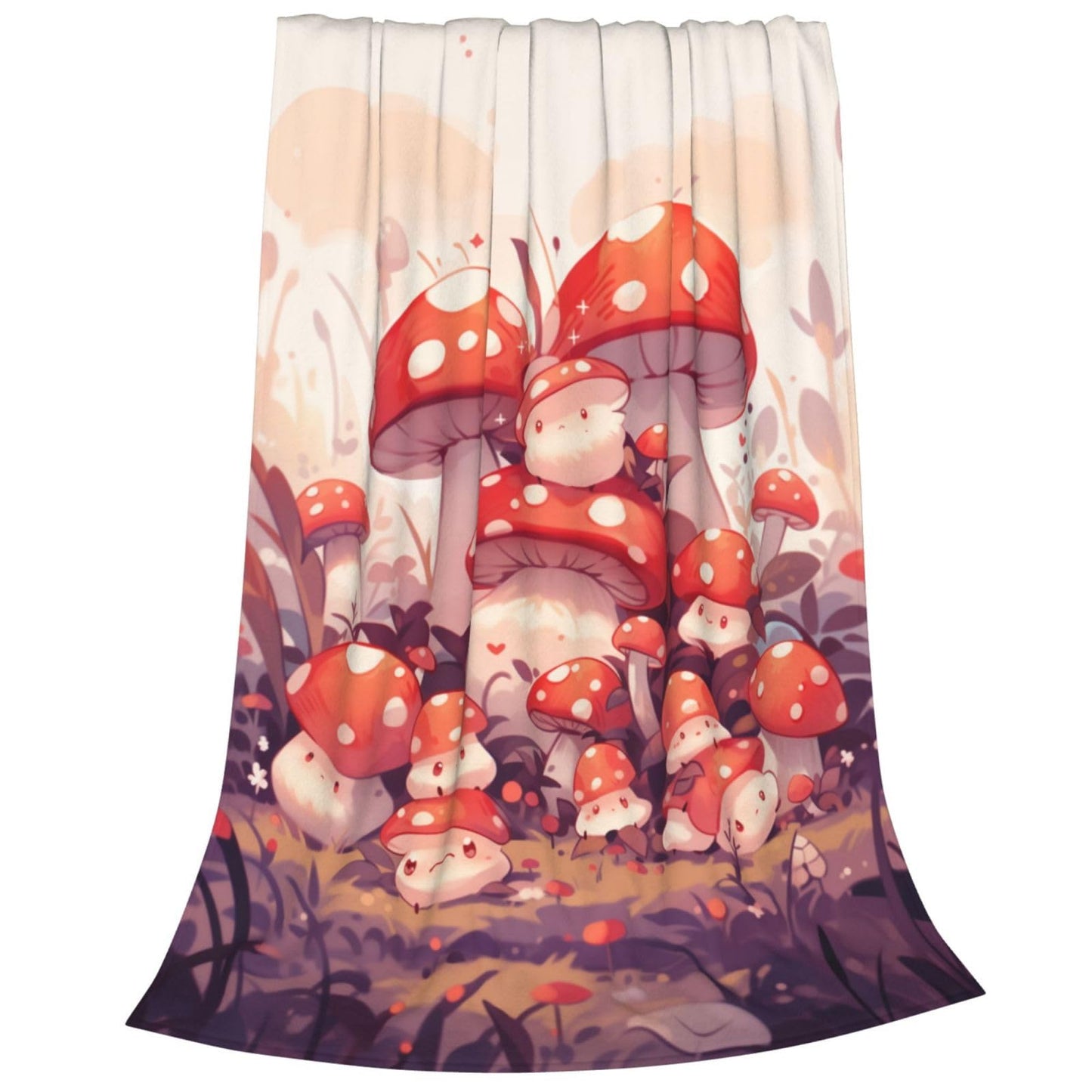 amepay Cute Cartoon Mushroom Blanket Gifts Weed Flannel Throw Blankets for Home Decor Couch Bed Sofa Soft Fuzzy Lightweight for All Season 60x50 Inches