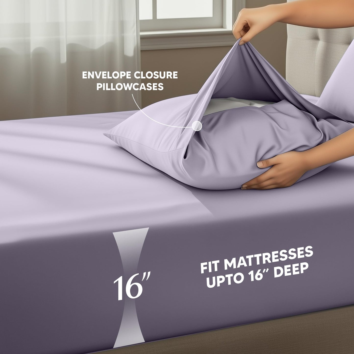 Utopia Bedding Queen Size Sheet Set – 4 Piece Bed Sheets, Soft and Breathable Microfiber, Includes 1 Fitted Sheet, 1 Flat Sheet and 2 Pillowcases – Oeko Tex (Lavender)