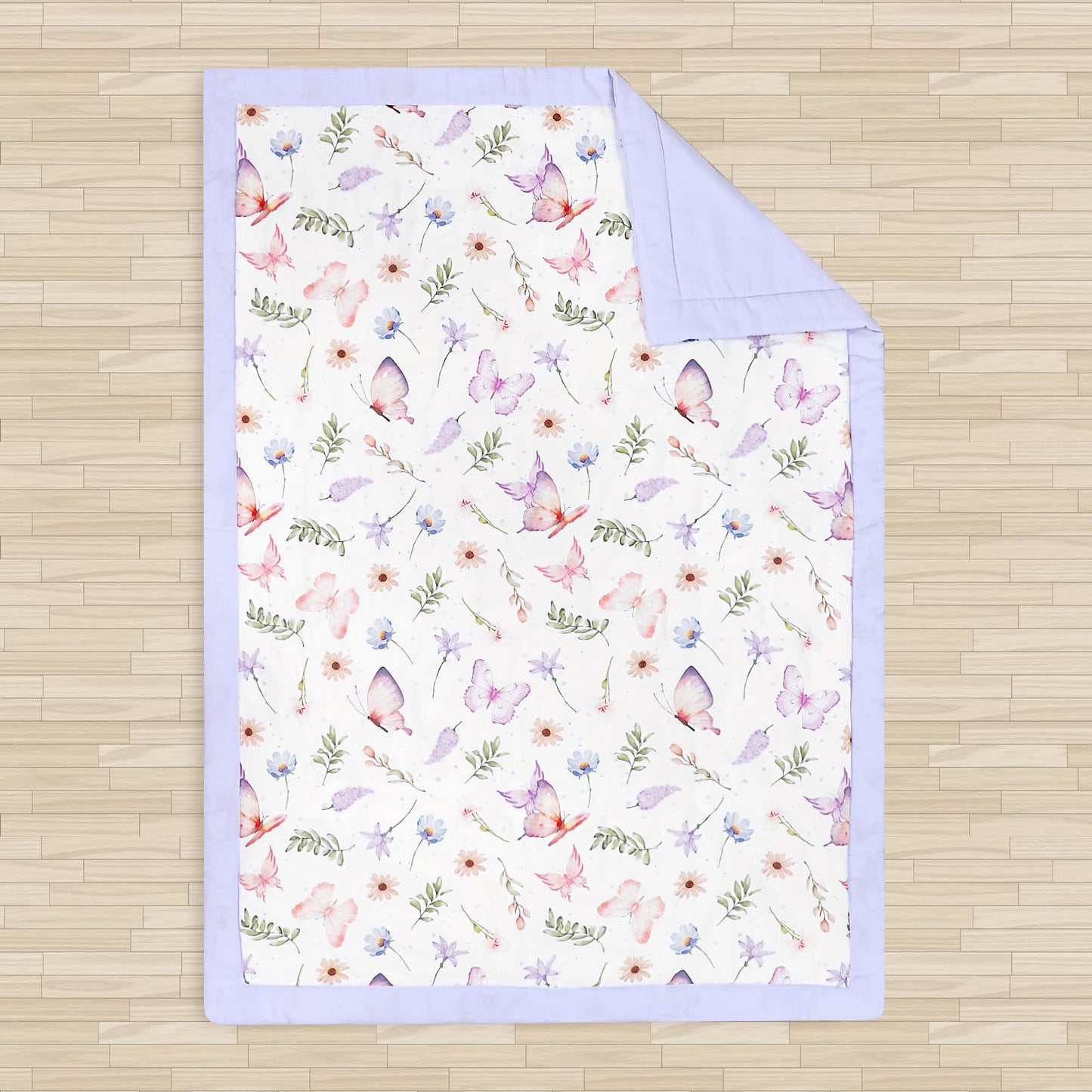 Pea Pod Muslin Toddler Bedding Set 3-Piece - Soft Breathable Crib Bedding with Fitted Sheet, Quilt & Pillowcase for Infant & Kids Bed | Machine Washable Nursery Bed Set (Butterfly)