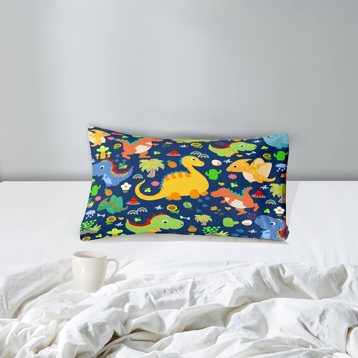 Dinosaur Comforter Set - Twin Bedding Set for Boys' Room, Blue & Green, Kids' Dinosaur Bedding Set, Twin (1 Comforter, 1 Pillowcase)