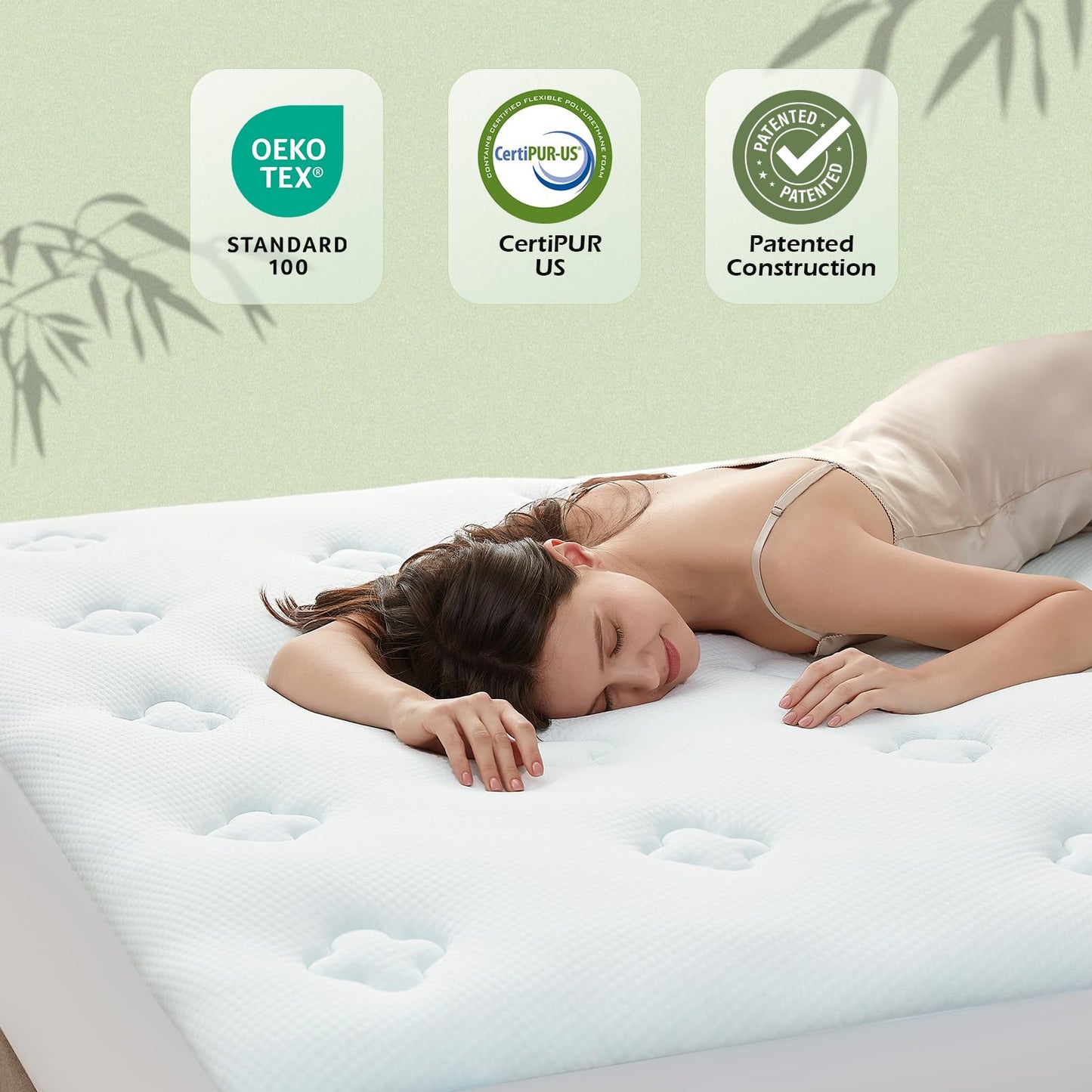 Hansleep Twin XL Mattress Pad Topper College Dorm Memory Foam, Twin XL Foam Mattress Topper Viscose Derived from Bamboo, Twin XL Size Bed Mattress Pad Cover for Back Pain Relief, 39" x 80", White