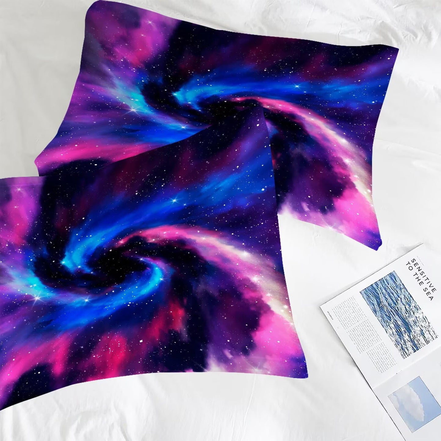 DJNEAR Space Galaxy Comforter Set Full Size 3D Optical Illusion Bedding Sets for Kids Boys Girls Adults Room Universe Star Blue Purple Nebula Vortex Quilt 1 Comforter 2 Pillowcases