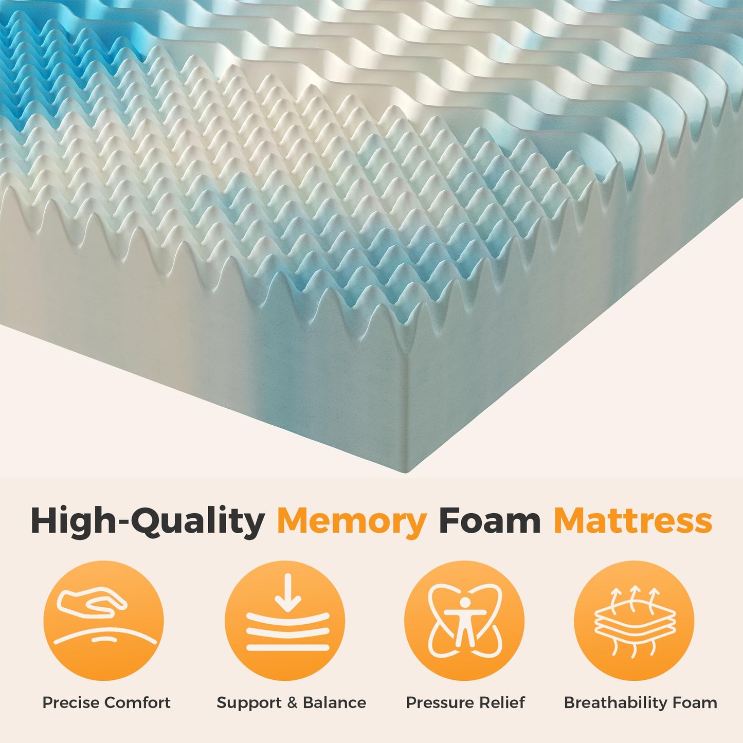 KMFurnila 3 Inch 5-Zone Cooling Gel Memory Foam Mattress Topper Full, Pressure Relief for Back & Hip Pain, Soft Reversible Pad for Dorm RV Camping, CertiPUR-US Certified, Blue